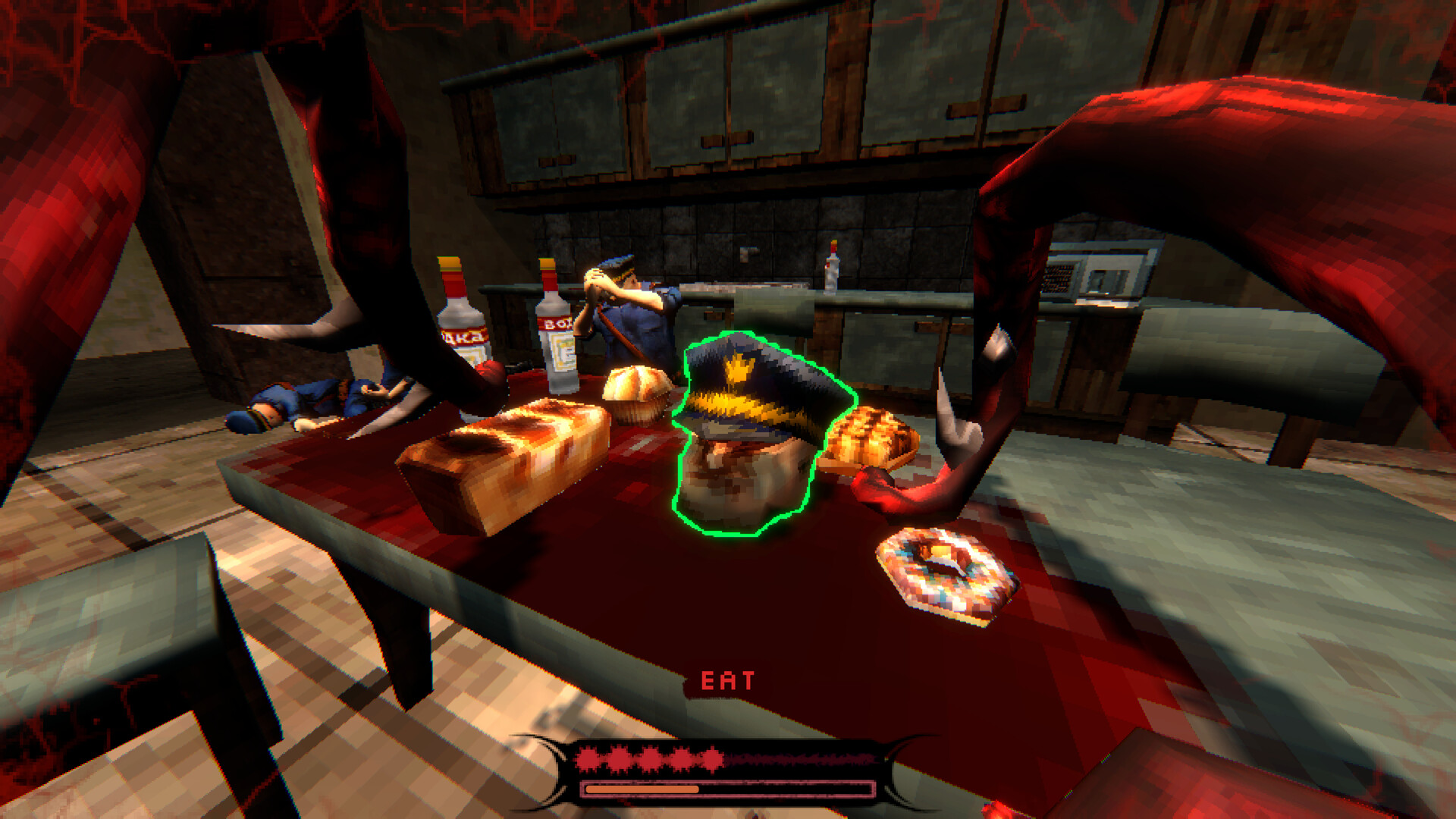 The monster choosing stealth or violence through facility halls